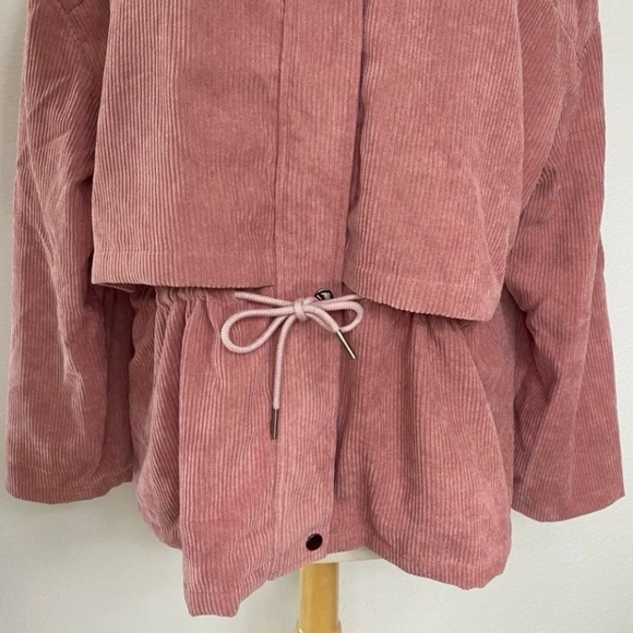 3/$25 Shein Curve Women's Blush Pink Corduroy Zip Hooded Jacket Size 1X Casual - Picture 8 of 16